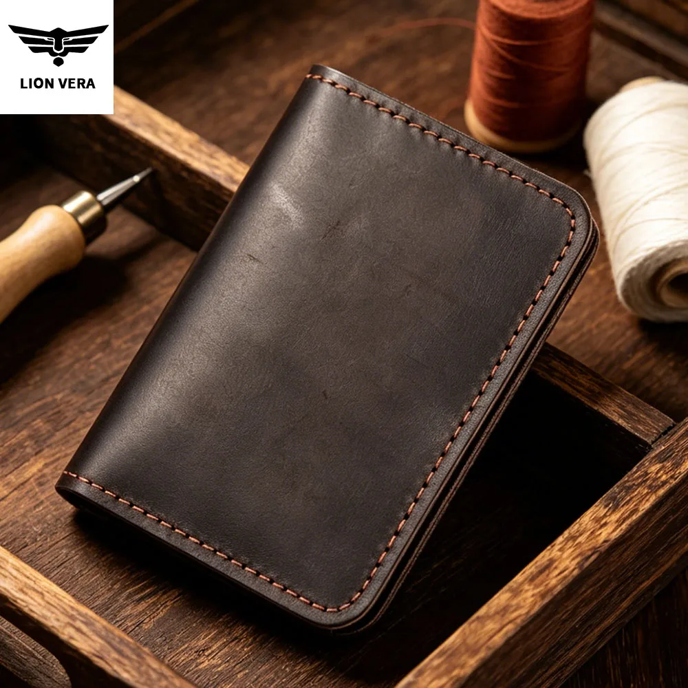 LION VERA Men's Genuine Card Holder Multi-Card Slot Fashion Casual Business Anti-Degaussing Anti-Theft Credit Card Holder