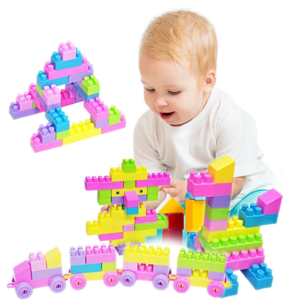 46 pçs conjunto de tijolos de construção de plástico colorido blocos de construção tijolos brinquedo criatividade crianças brinquedos para crianças meninos e meninas