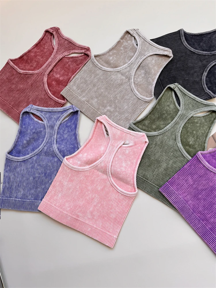 Seamless Yoga Top Fitness Sports  Gym Running Vest  Workout Women Athleisure Sleeveless Crop Top