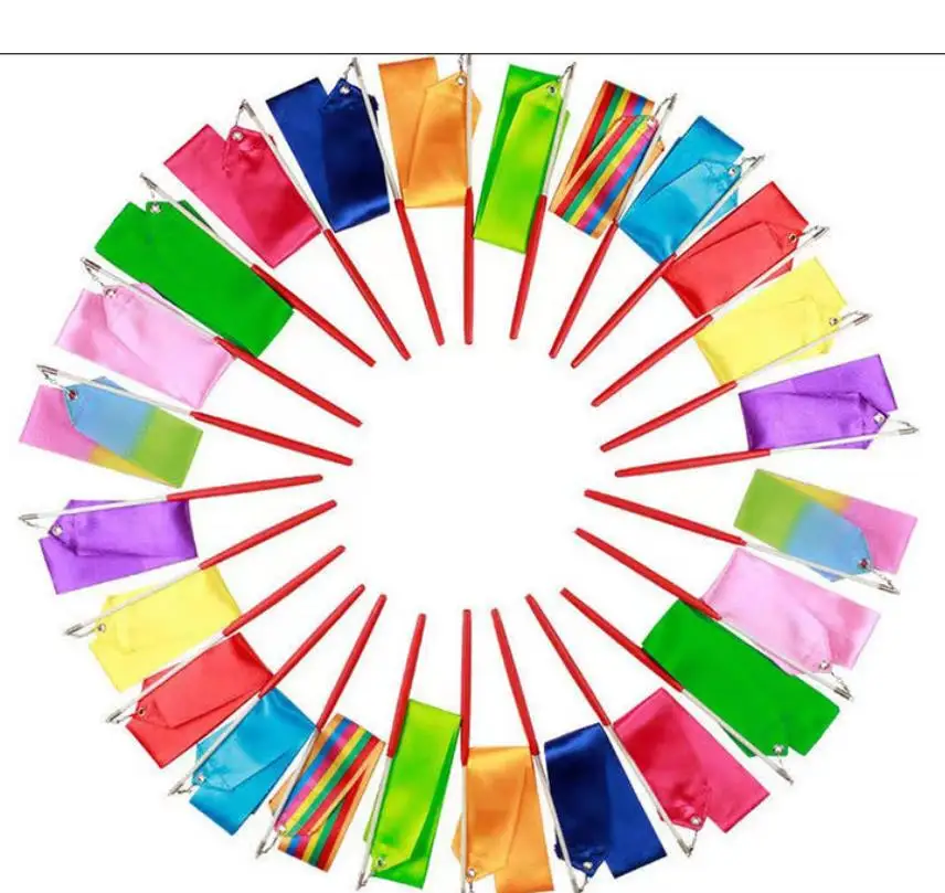 100pcs 78inch Dance Ribbon Streamer Party Favors Rhythm Silk Wand Twirling Artistic Gymnastics