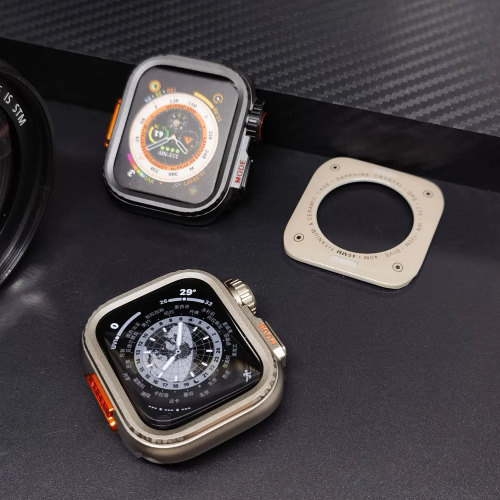 Caixa de metal para Apple Watch, mudança para Ultra 49mm, 45mm, 44mm, capa protetora para iWatch Series 9, 8, 7, 6, 5, 4, SE, capa para-choques