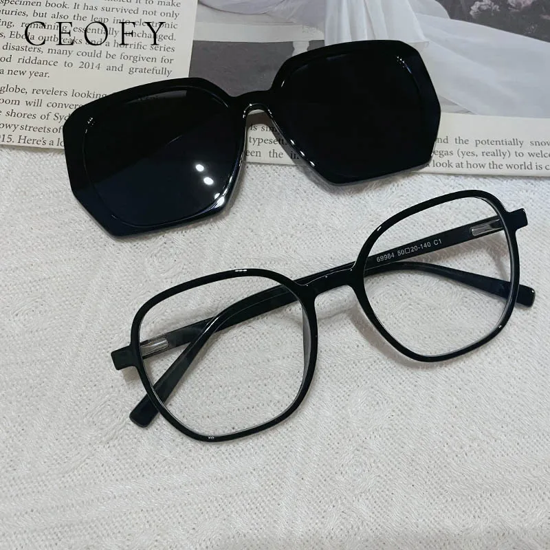 Ceofy Women Glasses Frame Sun Clip Square Brand Designer Prescription Myopia Eyeglasses Optical Frame Sunglasses for Men Women