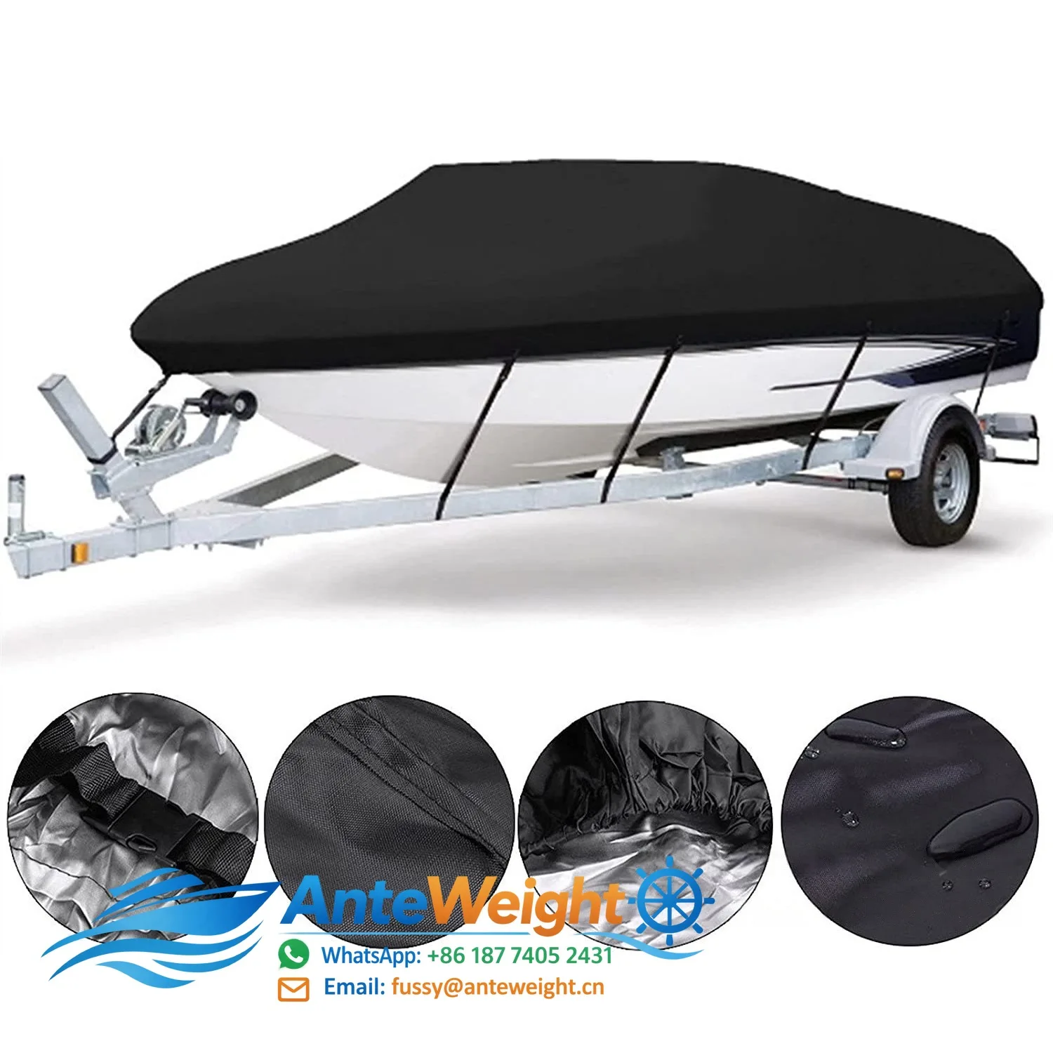 190T Polyester Taffeta V-Shape Yacht Cover, Dustproof & Rainproof Boat Shield | Outdoor UV-Resistant Boat Protection