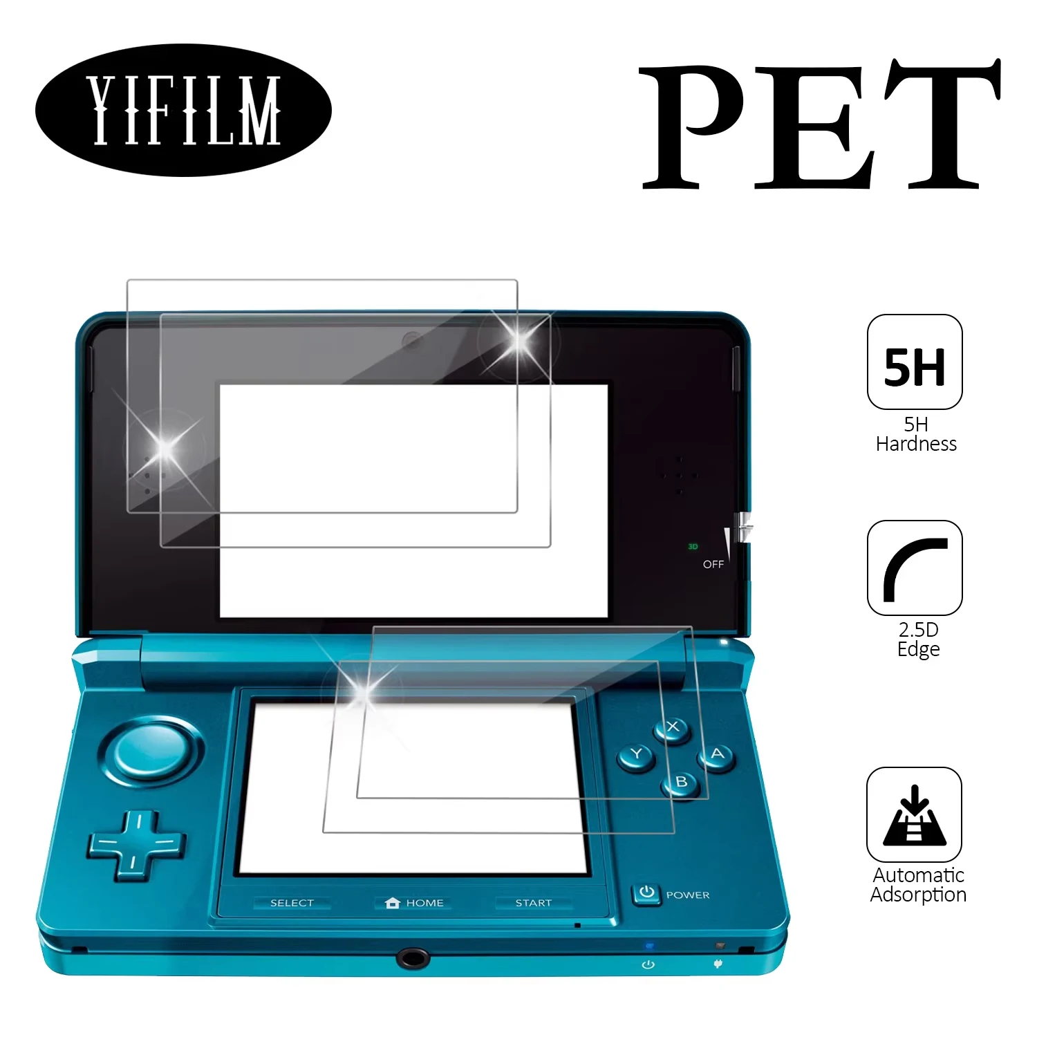 2PCS PET-Displayschutzfolie für Nintendo 3DS HD, transparent, explosionsgeschützt, Schutzfolie für die Spielkonsole, wasserdicht, kein Glas