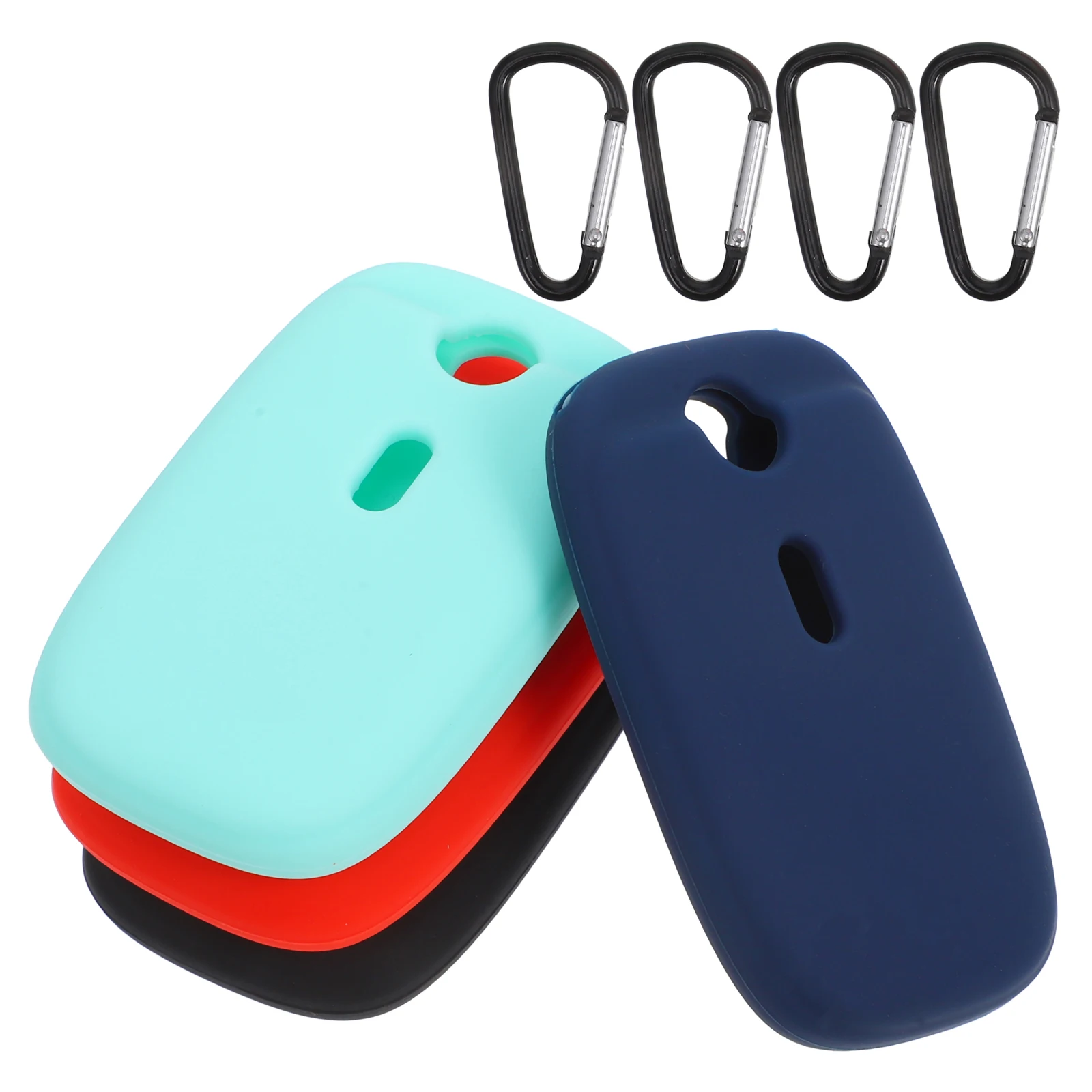 

4pcs Silicone Tracker Protective Case Cover for Keychain Car Key Dog Leash Accessories Dust Resistant Fashion Hook