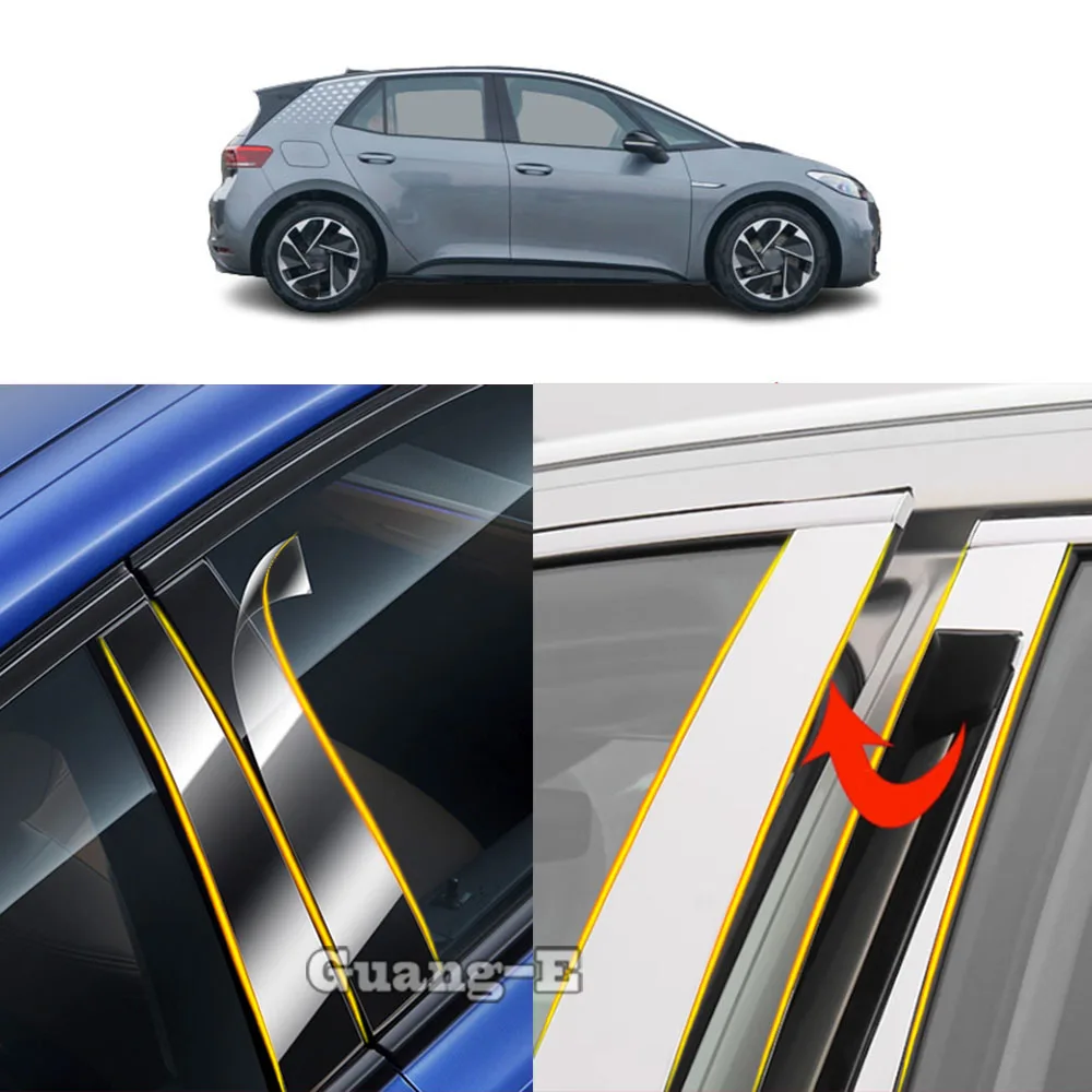 

Накладка на стойку двери (зеркальная, глянцевая) из ТПУ для VW Volkswagen ID.3 2021-2024, молдинг на окно, аксессуары
