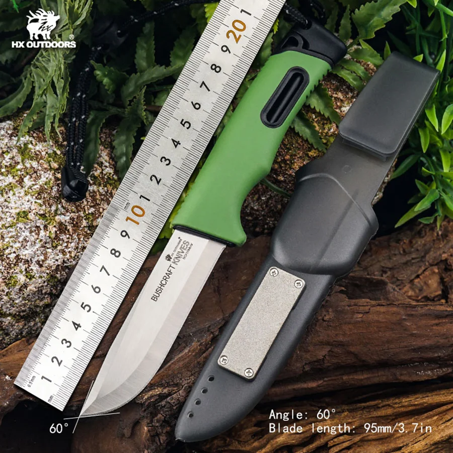 HX Outdoors cuchillo de supervivencia, cuchillo de caza, cuchillos de rescate tácticos para acampar, herramienta Edc, hoja 5CR15MOV, mango PP, envío