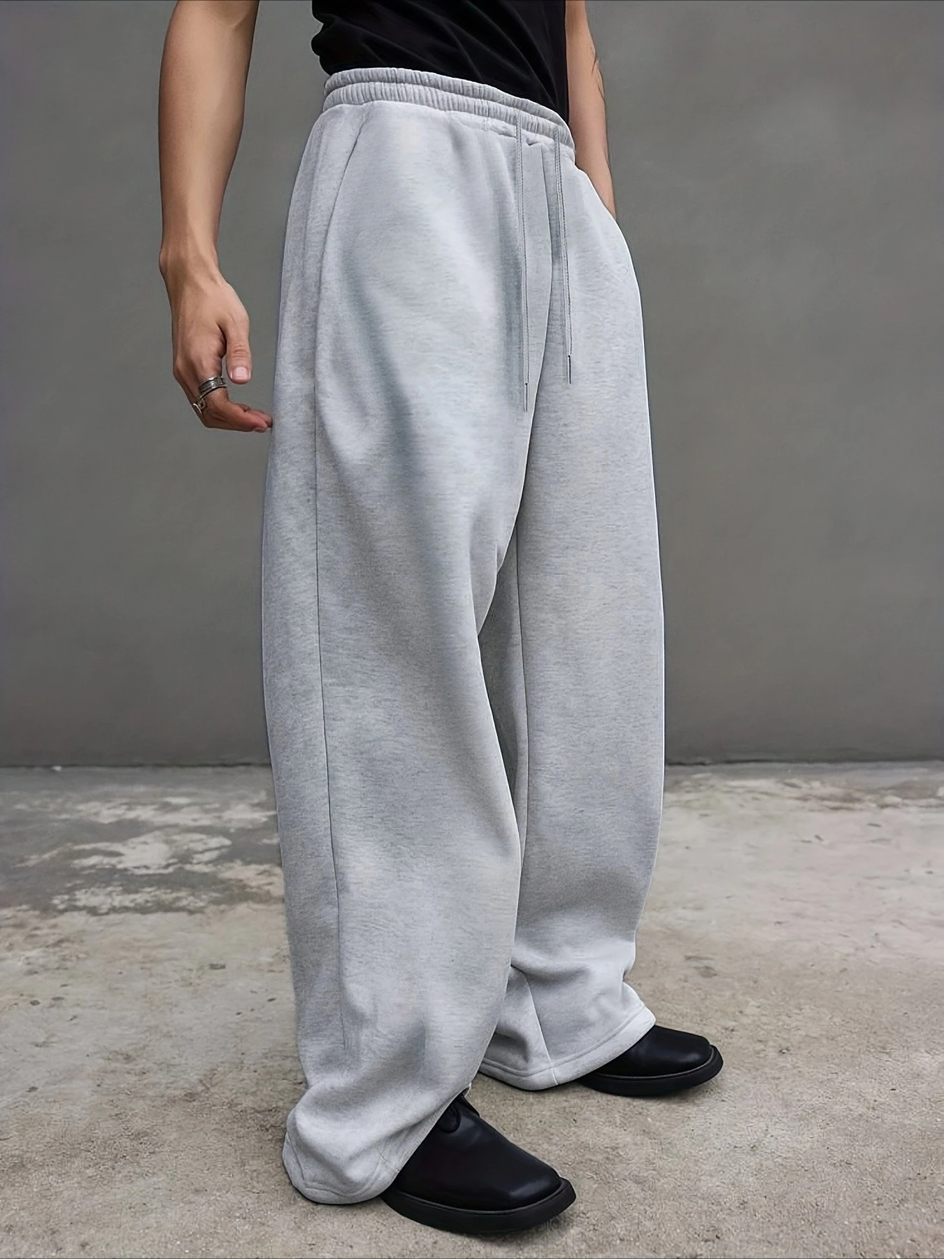 

Мужские повседневные спортивные брюки свободного кроя с эластичной резинкой на талии и шнурком, однотонные, подходят для уличной уличной повседневной носки, зимняя одежда