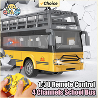 1: 30 Remote Control School Bus High Speed 4 Channels Tour Bus Model Double Decker Sightseeing Electric RC Car Kids Toys Gift