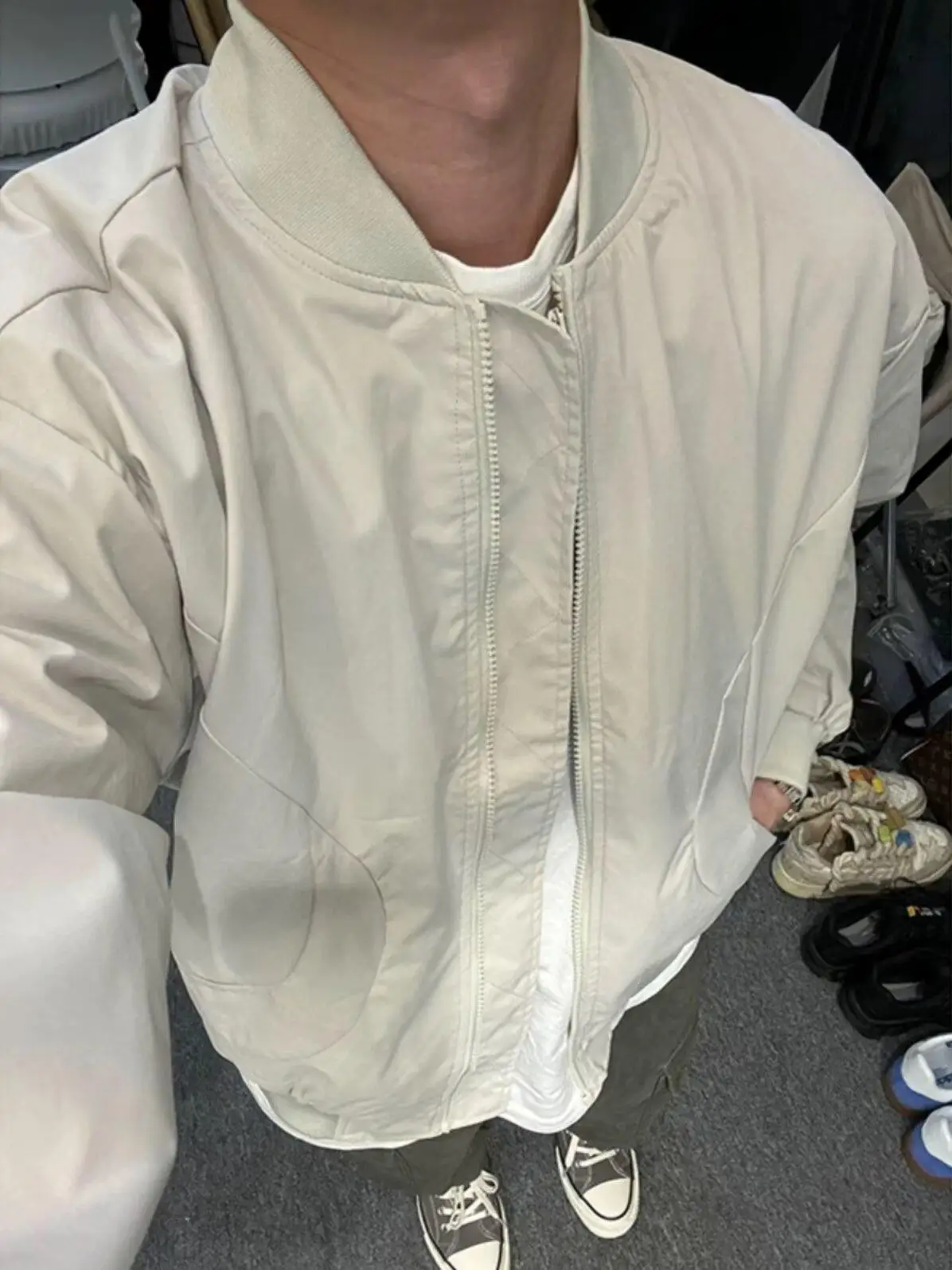 

American Sle Cleanfit ort Jaet ex Spring Autumn Flight Suit High End Versatile Baseball orm Loose Fit Basic S...