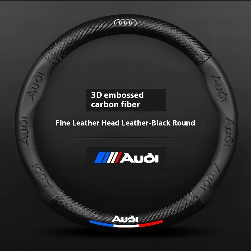 Car Ventilate Anti-Slip Carbon Fiber Steering Wheel Cover For Audi S3 S4 S5 S6 RS3 RS4 Q3 Q5 Q7 Q8 TT A3 A4 A5 A6 A7 A8 SQ5 RSQ5