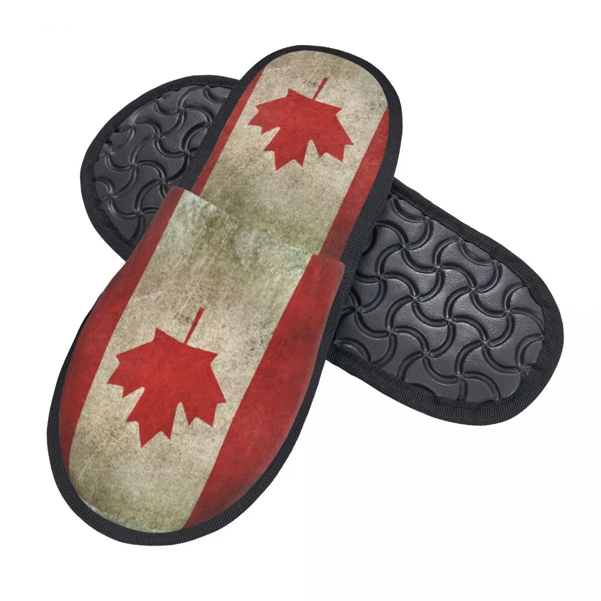 Old And Worn Distressed Vintage Flag Of Canada Memory Foam Slippers Women Soft Warm Canadian Patriotic Flag House Slippers