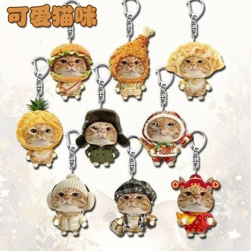 Super Funny Lovely Cute Kitten Acrylic Keychain Stylish Bag Pendant Cute Decor for Students School Bags Hanging Ornament