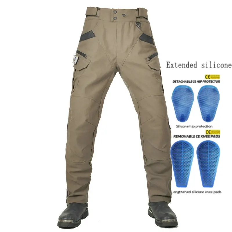 600D Oxford Fabric Motorcycle Riding Jeans Water-Resistant Zipper Mesh Breathable Protection Pants Motor Loose Straight Trousers