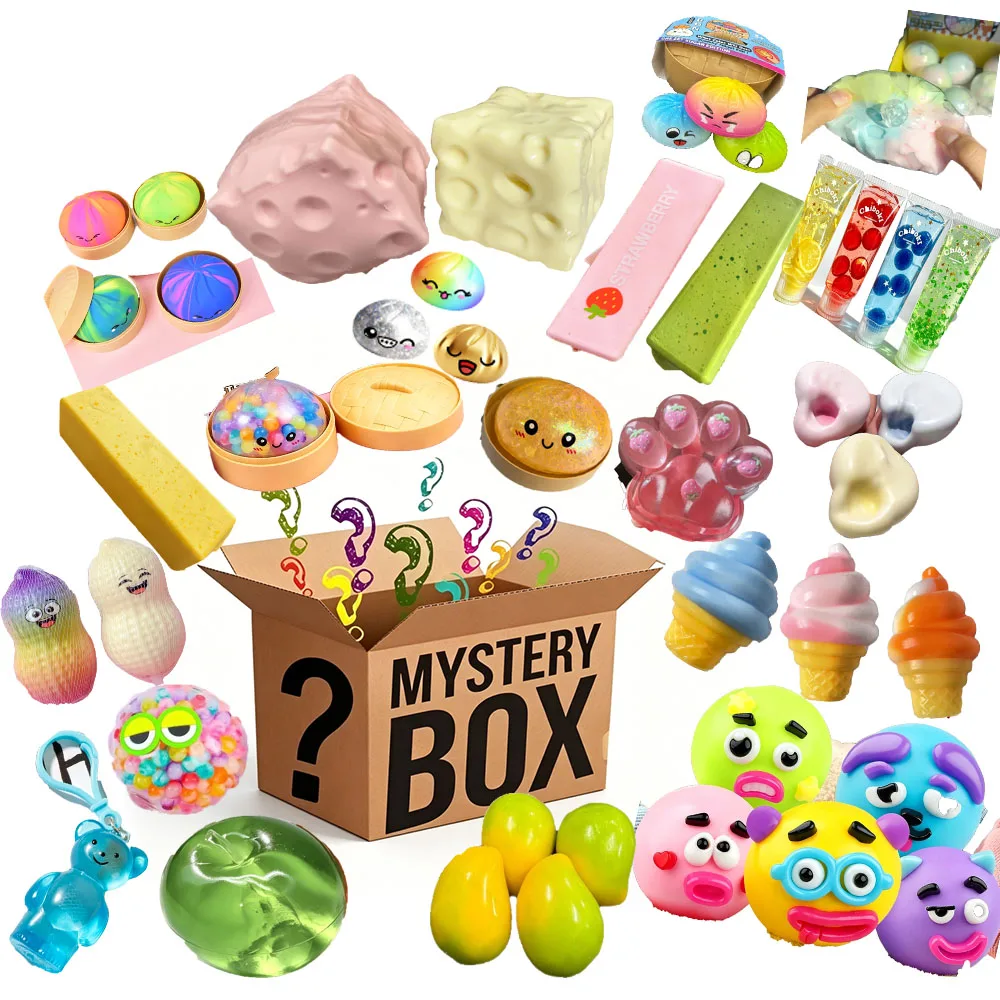 Assortiment de 100 jouets Squishy surprise en boîte mystère, à récupération lente, anti-stress, cadeaux pour fêtes d'anniversaire