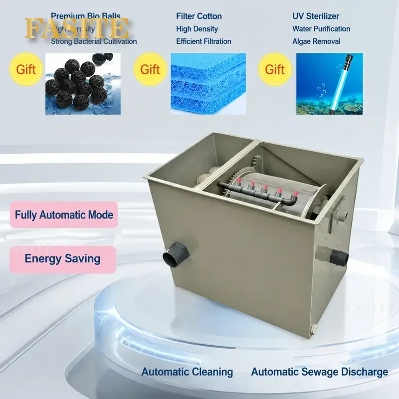 For Koi Fish Pond Intelligent Micro Filter System Automatic Backwashing Rotary Drum Water Circulation Filtration High