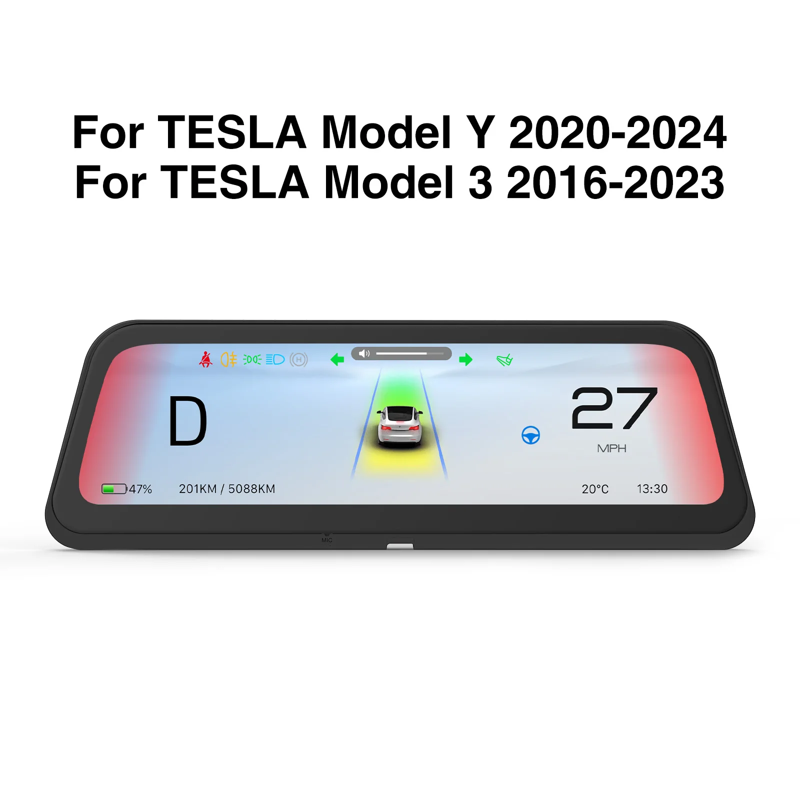 CATRONICS NIEUW 2025 9.6" Head Up Display voor Tesla HUD voor Model 3 2017-2023 Y 2019-2025 Eenvoudige Installatie Carplay Android AUTO