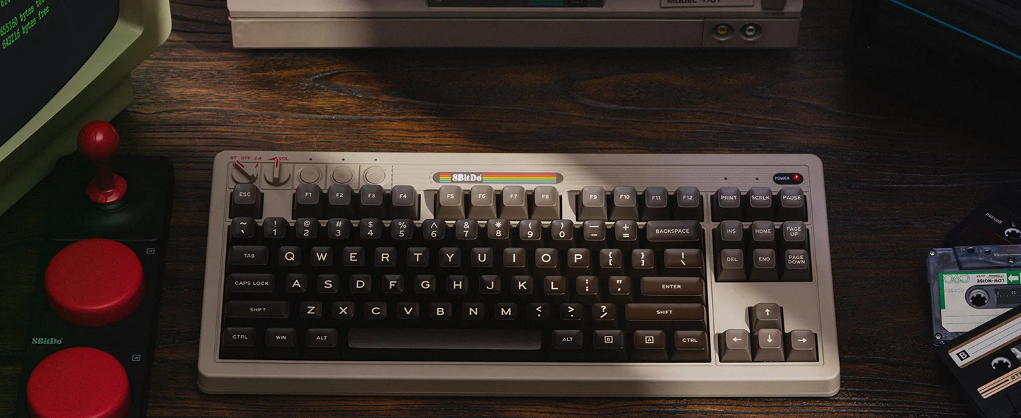 8BitDo Retro mechanische Tastatur, BT/2,4G/USB-C Hot-Swap-fähige Gaming-Tastatur mit 87 Tasten, zwei superprogrammierbare Tasten – Detail 6