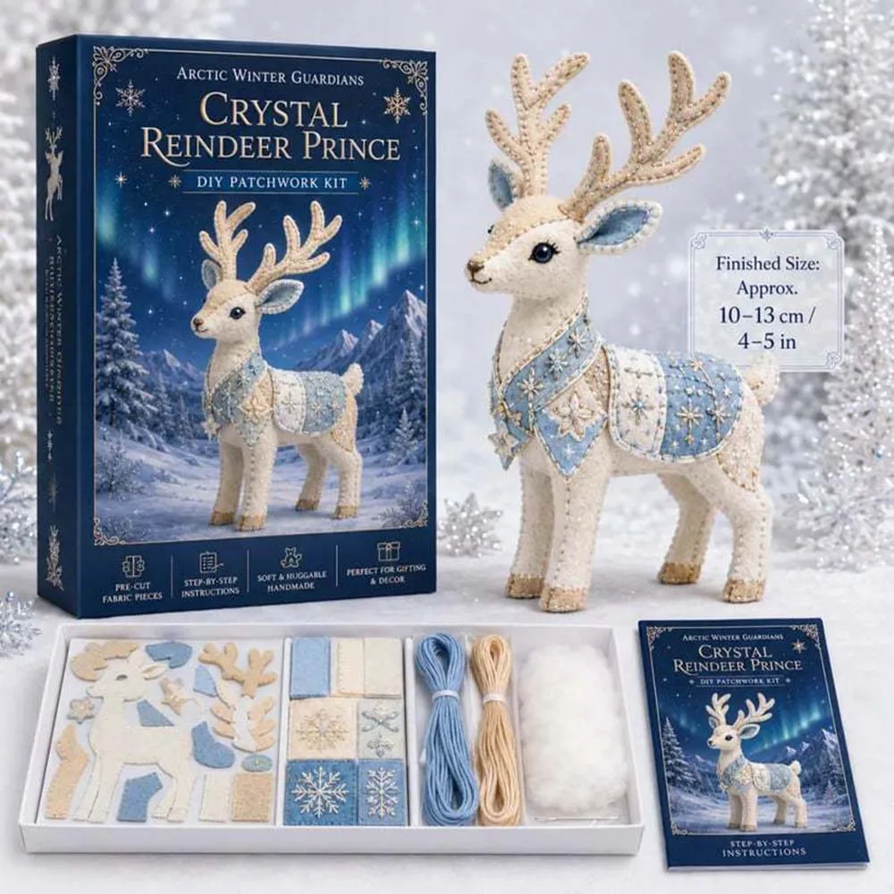 4-teiliges DIY-Set mit arktischen Patchwork-Tieren – 3D-Plüsch-Mythische Wächter, vorgeschnittenes Set, handgefertigtes Winter-Bastelset für zu Hause