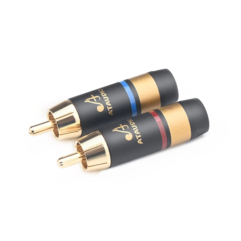 4PCS Hifi RCA Plug High Quality  Gold Plated RCA Male Connector for RCA Audio Cable Solder