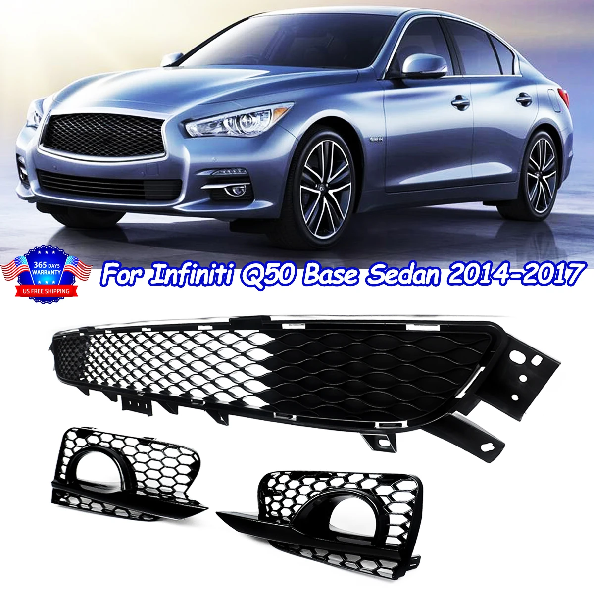 

Grill For Infiniti Q50 Base Model 2014 2015 2016 2017 Front Lower Grille Fog Light Grill Black Protective Mesh Cover Accessories