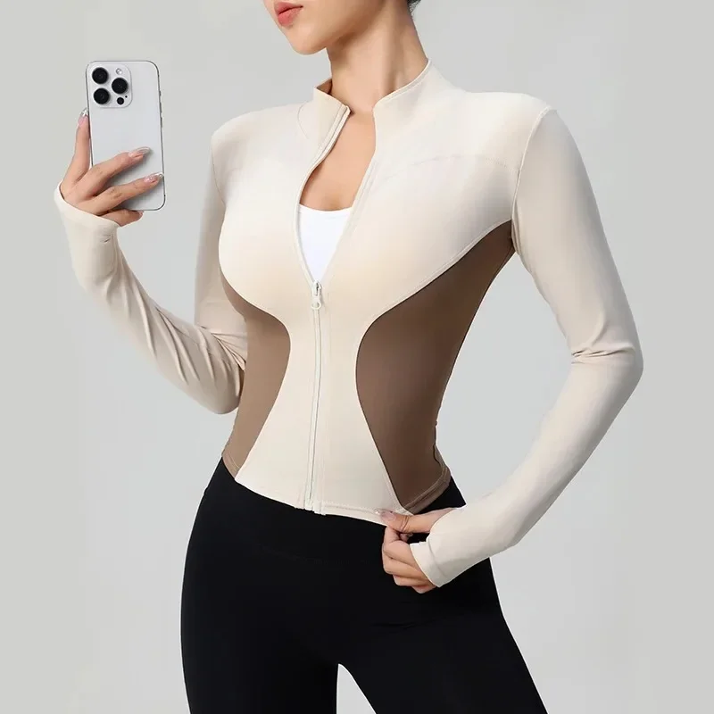 

women's clothing 2024 early autumn new style stand-up collar zipper waist long-sleeved jacket casual slim sports top