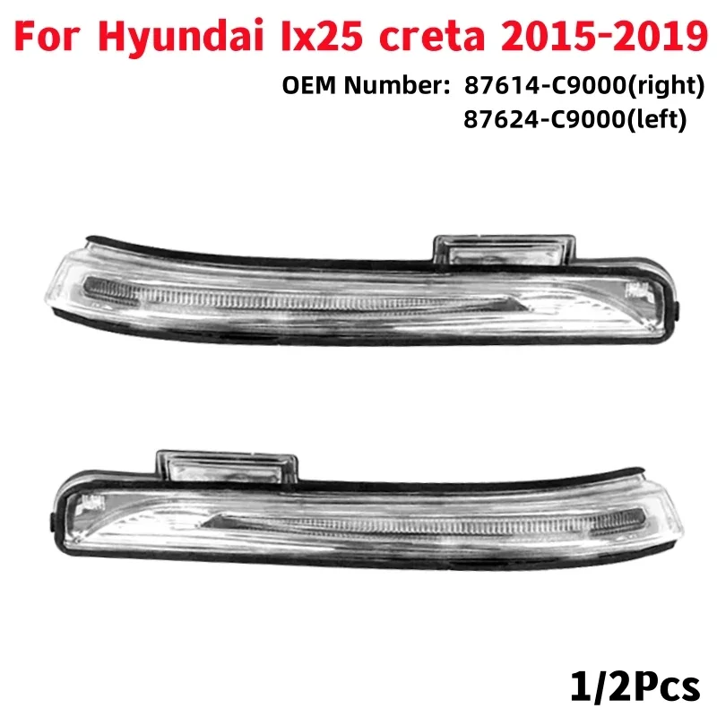 Car Side Rearview Mirror LED Turn Signal Lights Indicator Flashing Lamp For Hyundai Ix25 creta 2015-2019