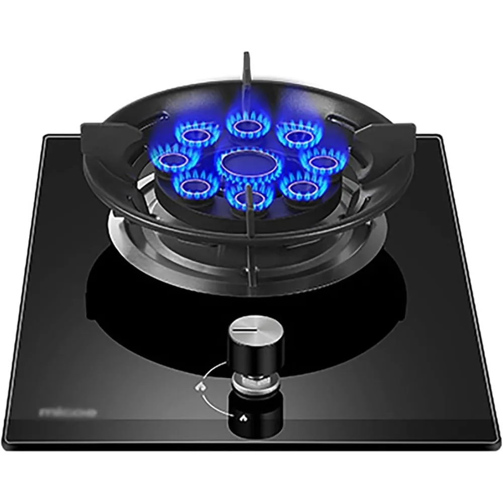 

Burner Gas Cooker gas hob Built-in Gas Cooktop，5.2KW Nine-cavity Fierce Flame Wok Burner， Tempered Glass & Stainless Steel Panel
