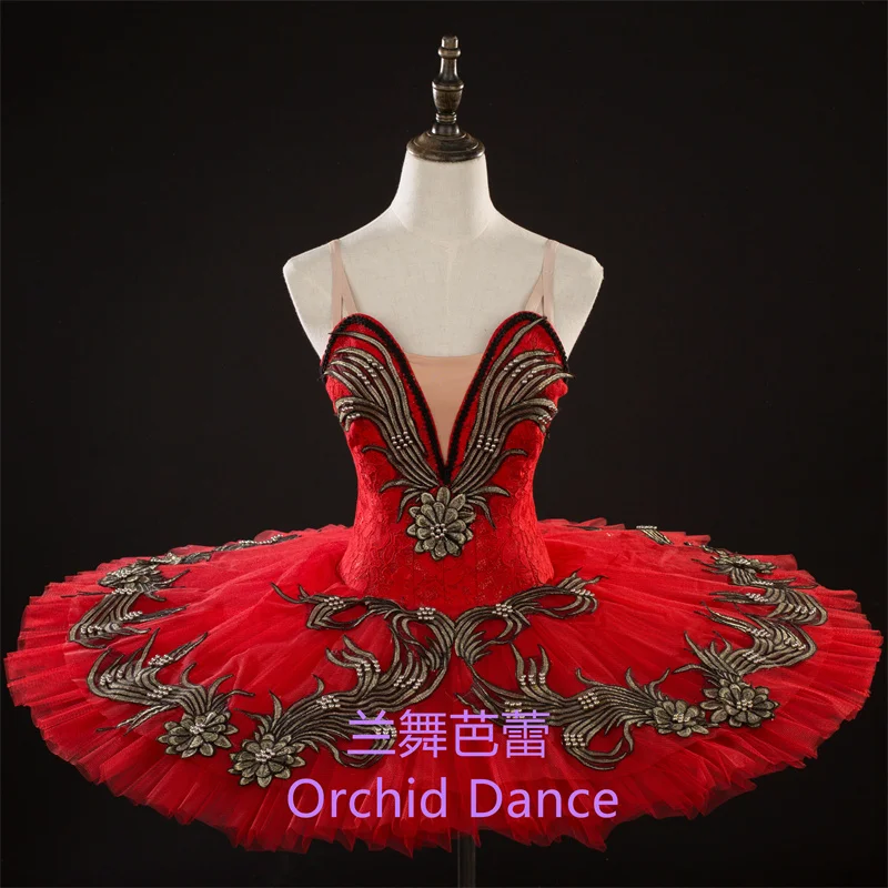 

Sexy High Quality Professional Custom Size Classical Girls Red Gray Bird Ballet Tutu Costumes