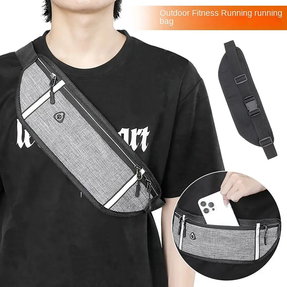 

Oxford Cloth Running Waist Bag with Reflective Tape Wear-resistant Man Fanny Pack Running Belt Phone Sport Belt