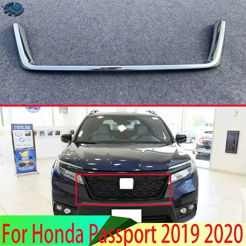 For Honda Passport 2019 2020 Car Accessories ABS Chrome Front Center Mesh Grille Grill Cover Radiator Strip Trim Decoration