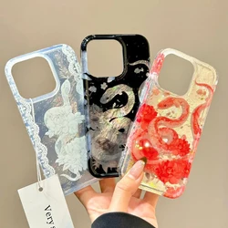 New Year 2025 Cool Snake Phone Case for Samsung Galaxy S25 S24 S23 S22 S21 FE Ultra Plus 4G 5G Y2K Feather Texture Back Cover