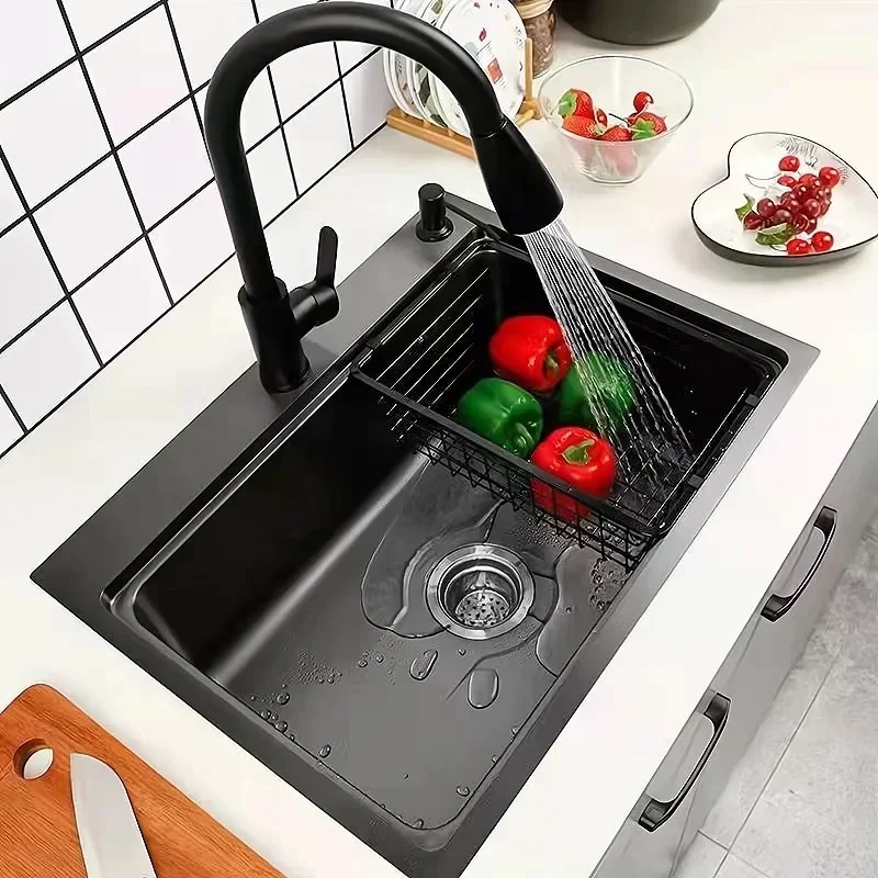 Kitchen Sink Drain Basket Drying Tableware Drain Rack Washing Vegetable Fruit High-end Nano Basket Water Scouring Rack