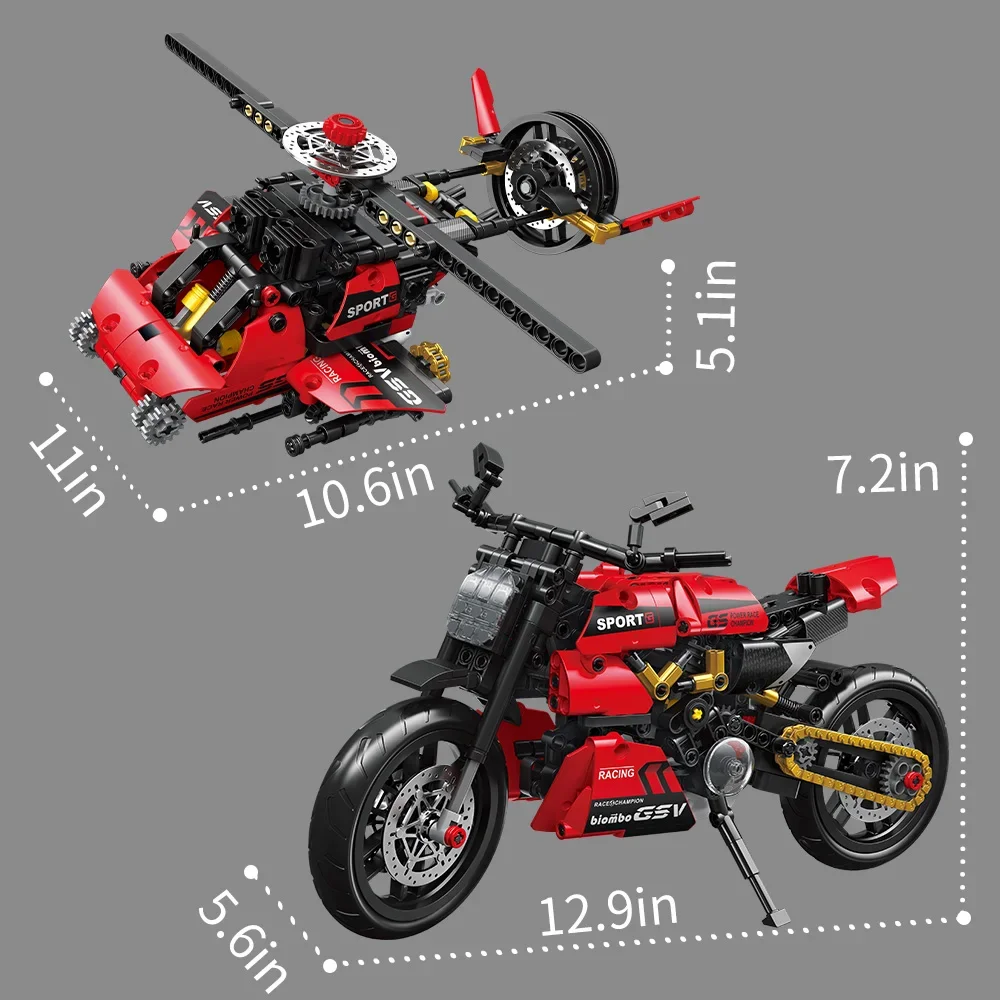 مجموعات كتل بناء دراجة نارية للأولاد ، لعبة تشوه ، لعبة دراجة نارية ، بناء نموذج دراجة نارية ، أكثر من 8 سنوات