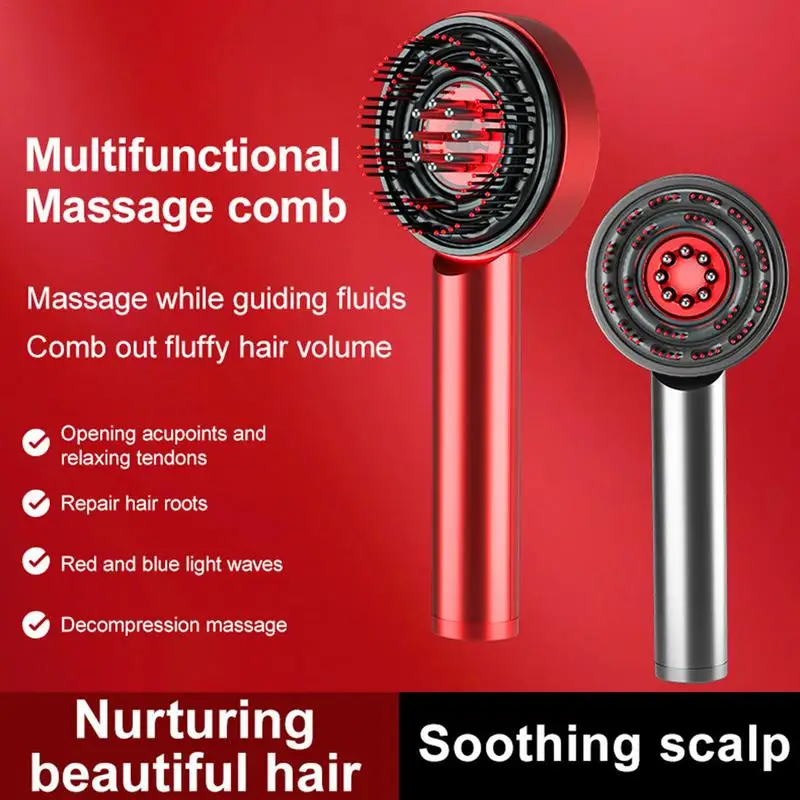 Electric Vibration Massage Comb Electric Scalp Massager Hair Oil Applicator Red Light Therapy Hair Growth Massage Scalp Brush