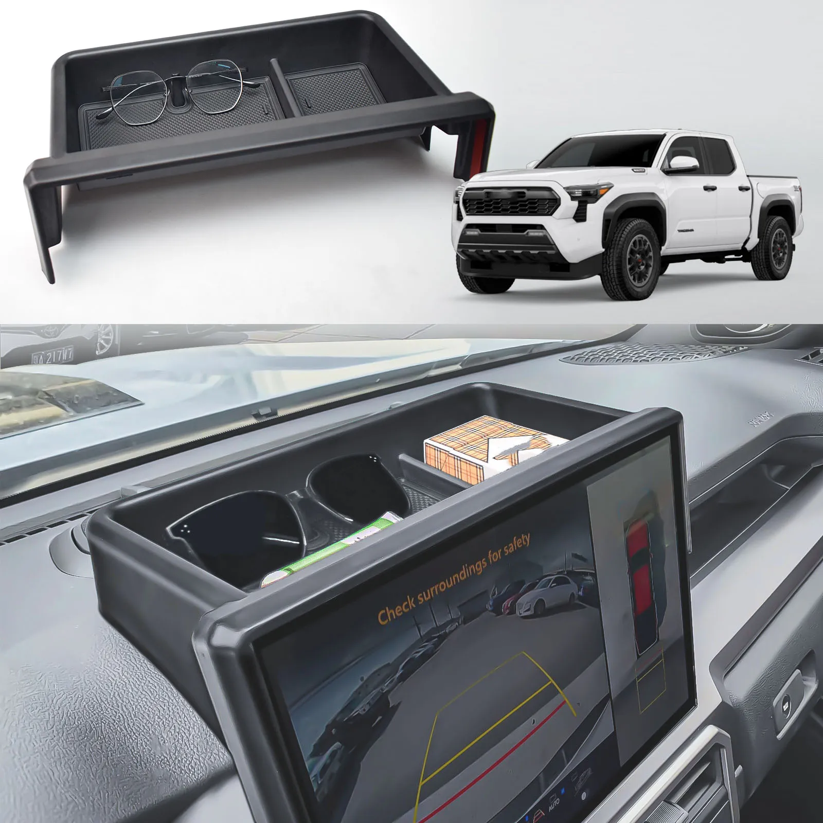 

Center Console Dashboard Tray Organizer for 2024-2025 Toyota Tacoma & 2025 4Runner Behind Screen Dash Board Storage Accessories