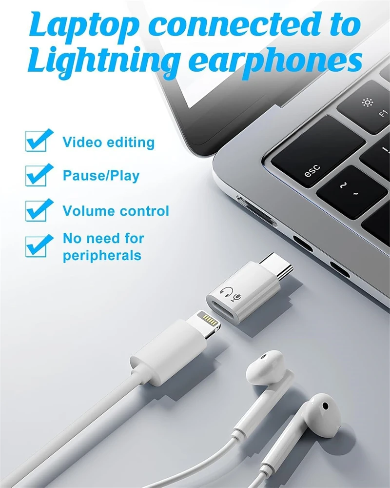 Lightning Female To Type C Audio Headphones Adapter for IPhone 17 16 15 Pro Max IPad MacBook IOS Aux OTG USB C USBC Converter view 5