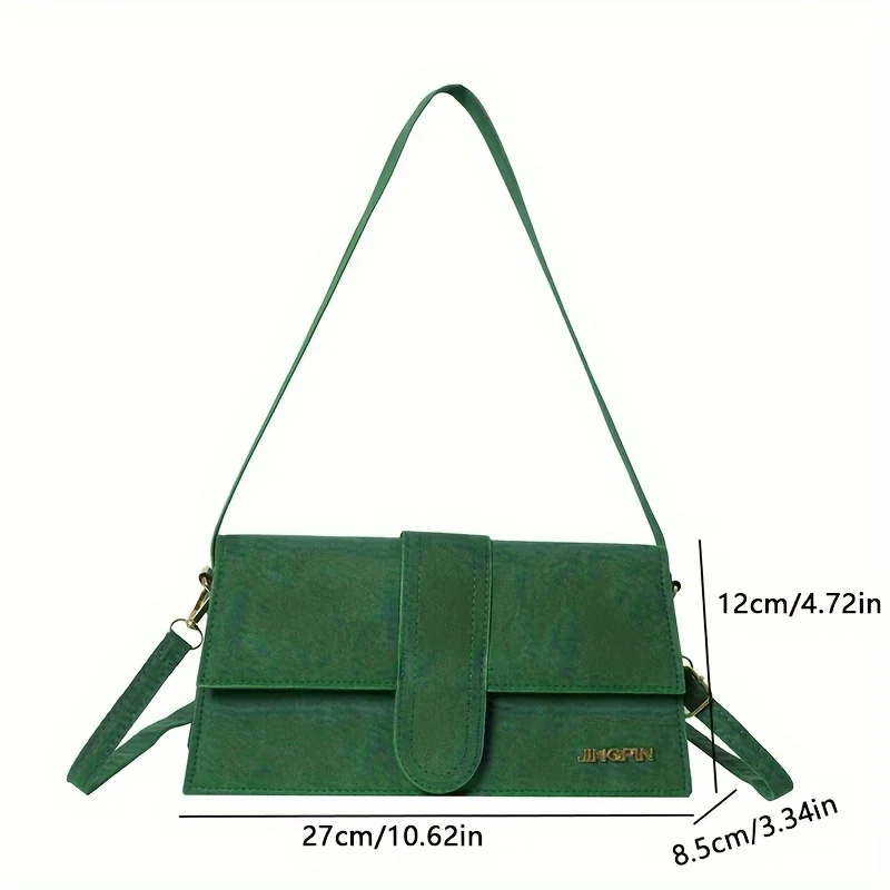 Minimalist retro matte PU square bag with magnetic buckle and solid color shoulder bag