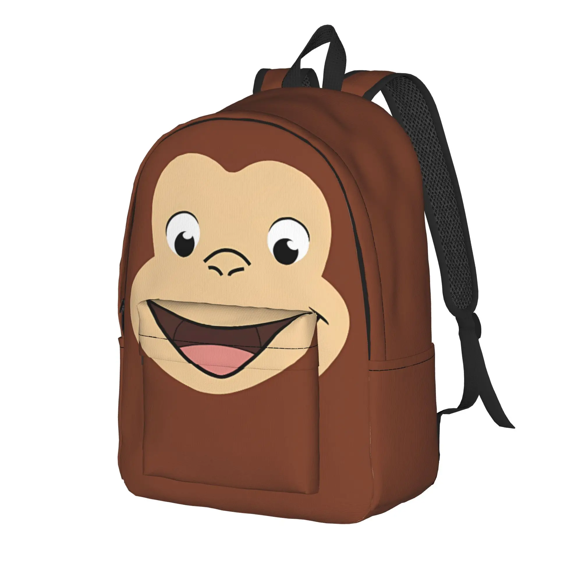 C-Curious George Backpack  Teen Polyester Hiking Backpacks Big Stylish High School Bags Rucksack