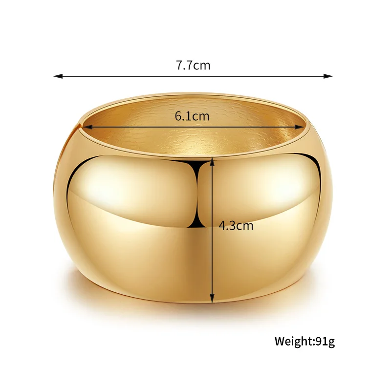 KMVEXO Exaggerated Glossy Wide Metal Cuff Bracelets Bangle for Women Men Street Hip-hop Punk Bangles Jewelry Party Accessories