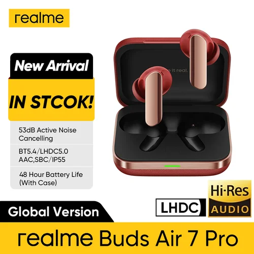 Versión Global realme Buds Air 7 Pro 53dB cancelación activa de ruido auricular inalámbrico verdadero batería de 48 horas auriculares Bluetooth 5,4
