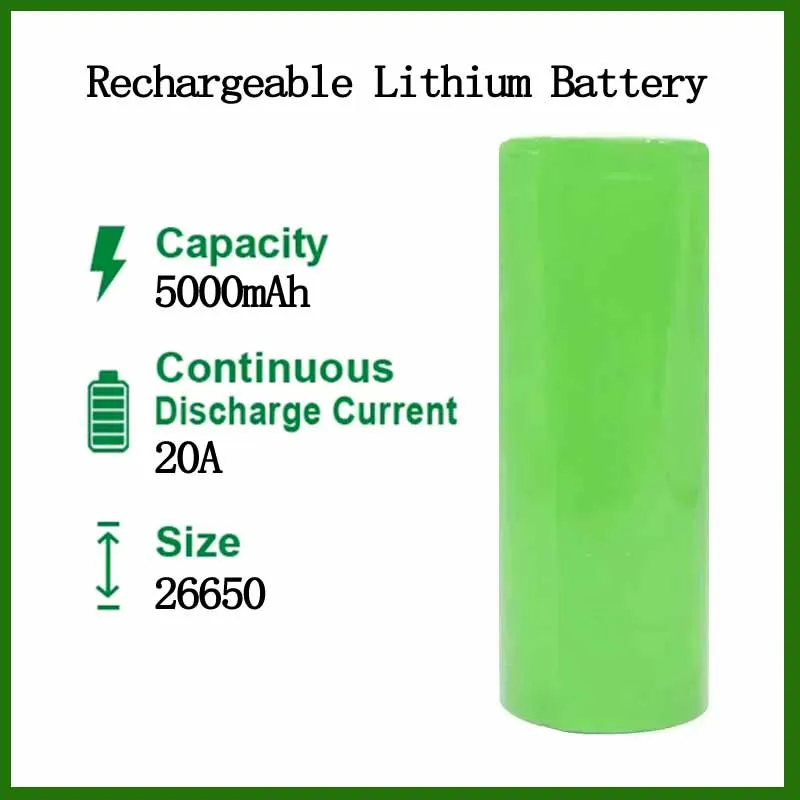 

Высокое качество 26650 3,7 В 5000 мАч литиевая аккумуляторная батарея для фонарика Power Bank электромобиль однополюсная машина