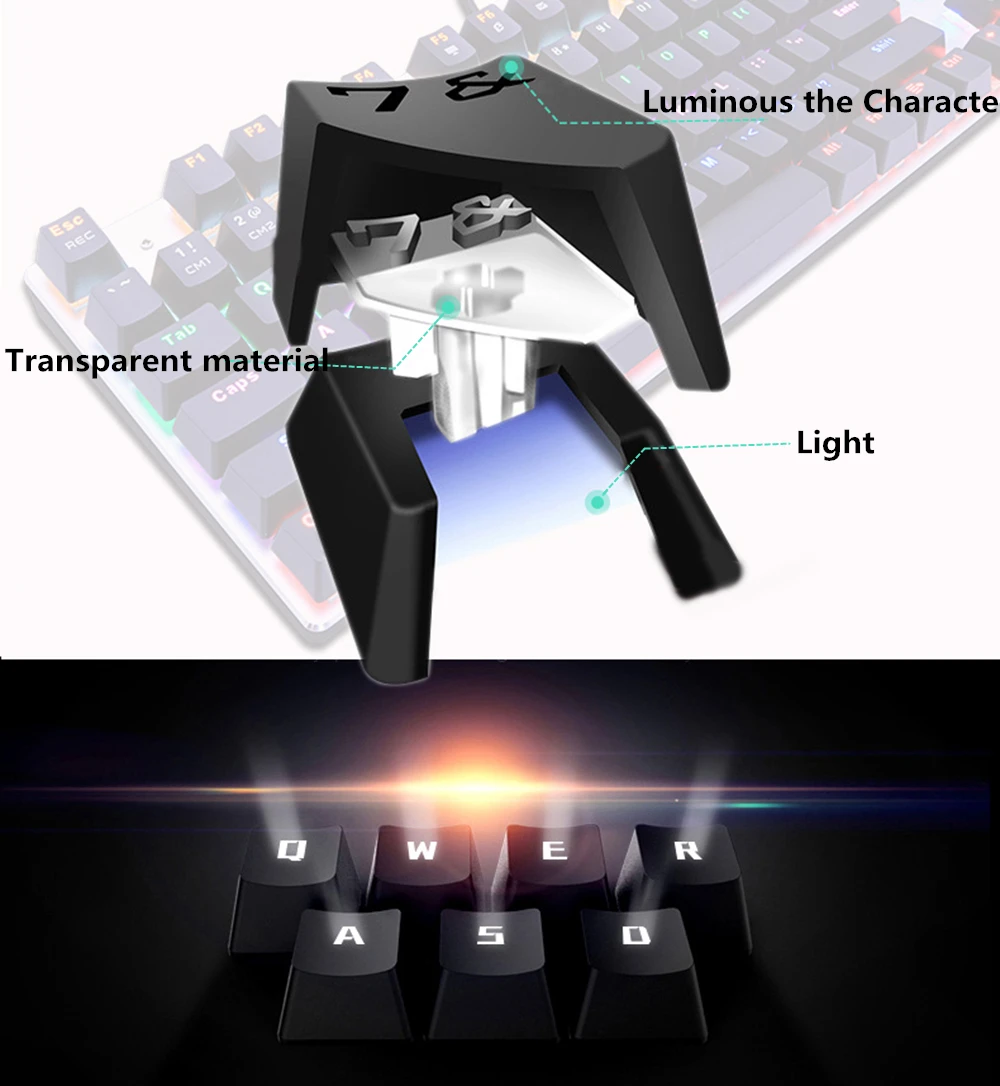 Wired Gaming Mechanical Keyboard Blue Red Switch 87keys Anti-ghosting Russian/US LED Backlit LED For Gamer Laptop Computer