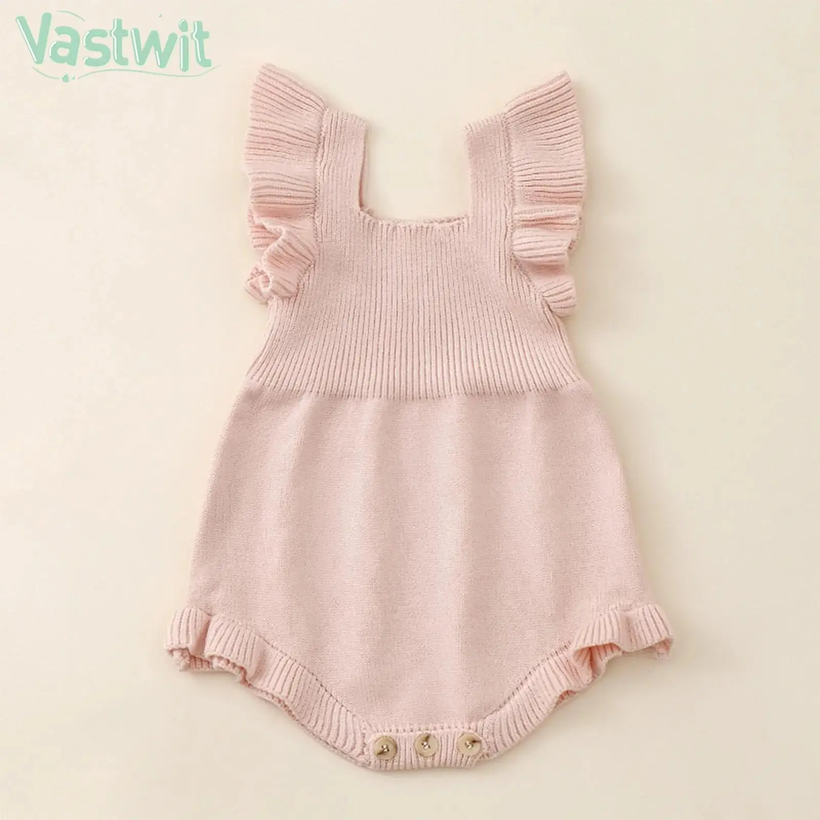 

Infant Girls Sweater Romper Summer Cute Solid Color Ruffle Sleeve Knitted Bodysuit Daily School Birthday Party Holiday Clothes