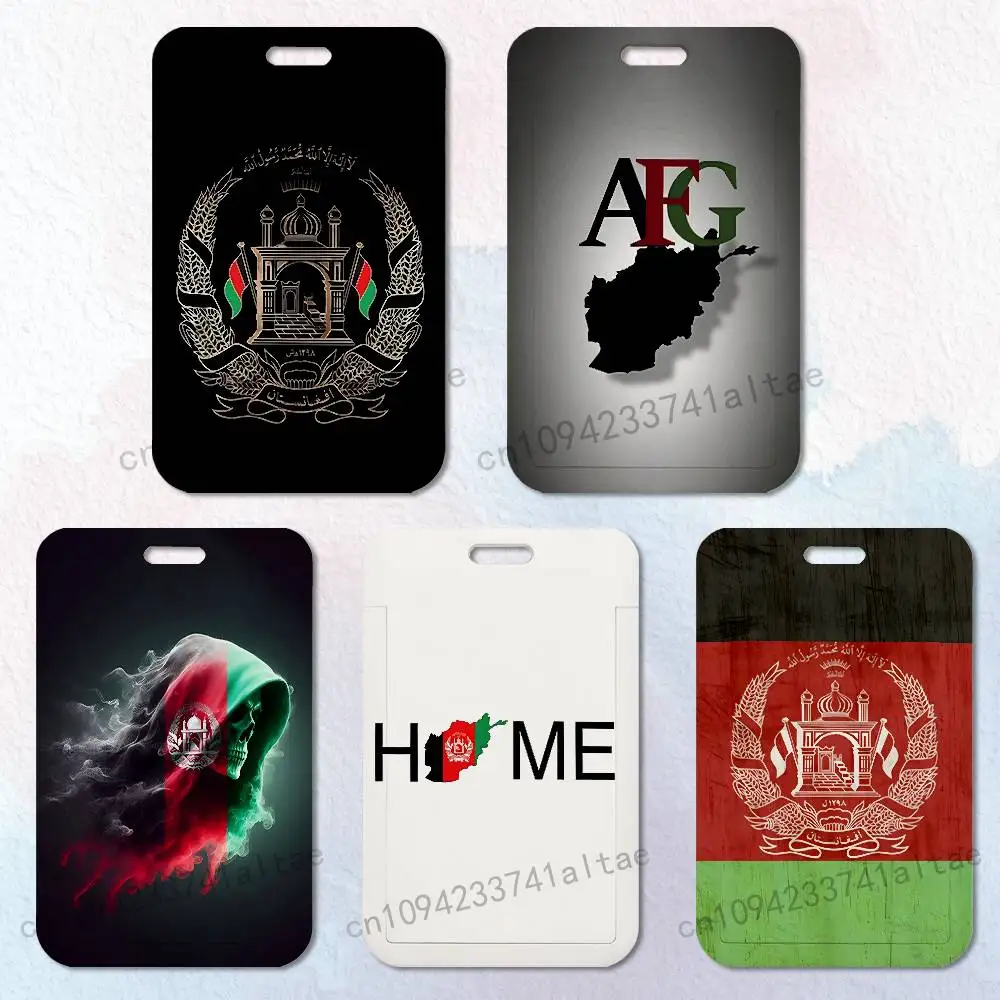 

Flag of Afghanistan Card Holder Durable With Carabiner Name Tag Vertical ID Badge Holders Credentials Protection