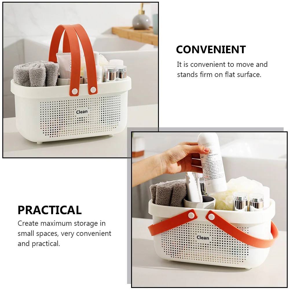 

Bath Basket Handle Storage Container Premium Material Maximize Space Household Toiletry Organizer Practical Convenient