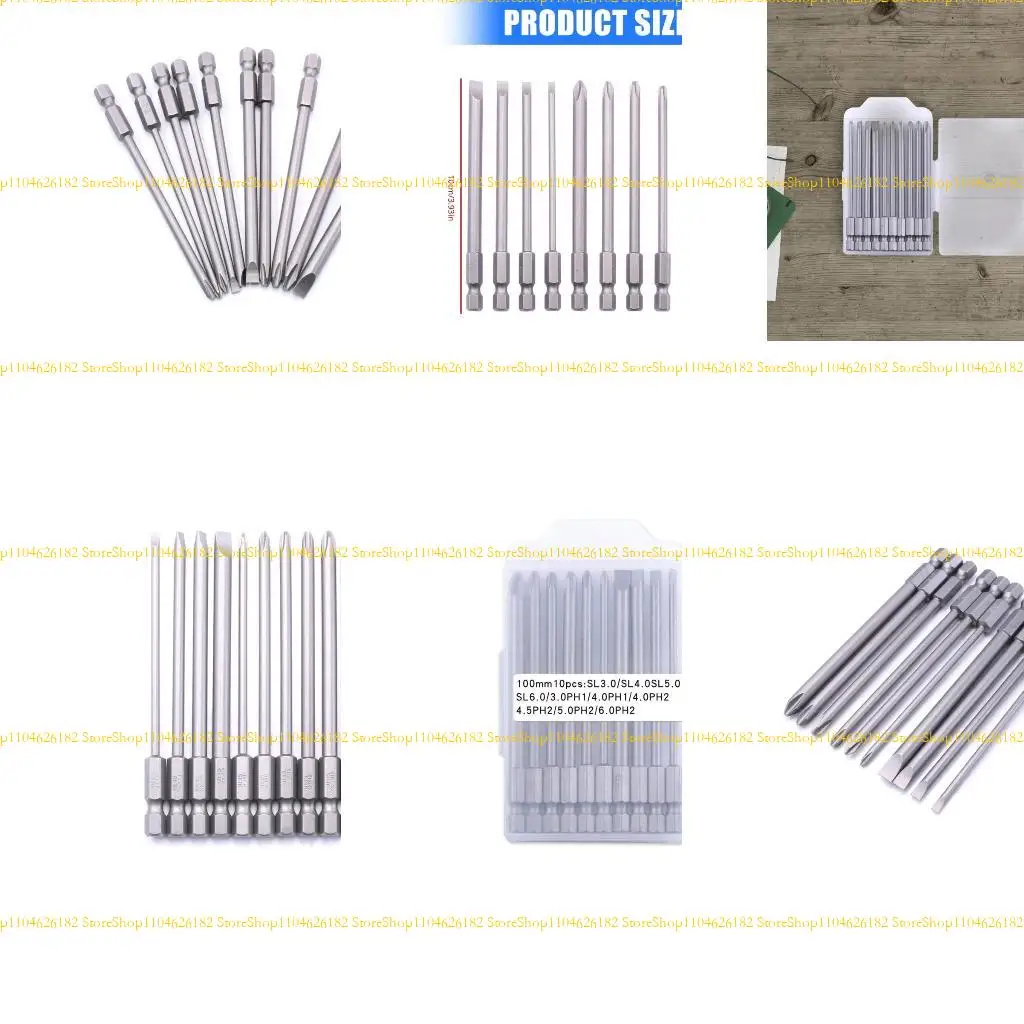 

Q2Q4 10pcs Screwdriver Bit Collection 100mm SL3.0 SL6.0 PH1 PH2 For DIY Project