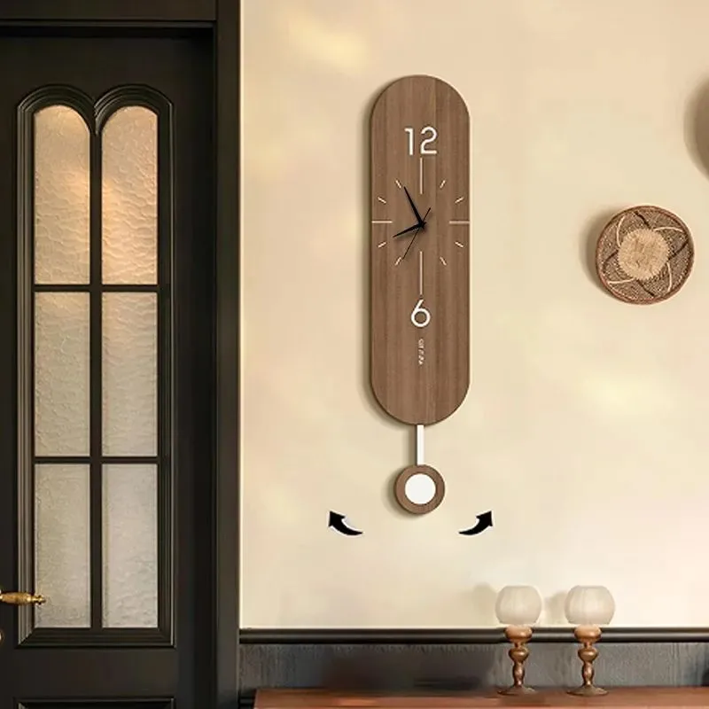 Mid Ancient Style Home Decoration Wall Clock Living Room Dining Room Long Strip Style Retro Wall Clock Silent Wall Clock ZI33
