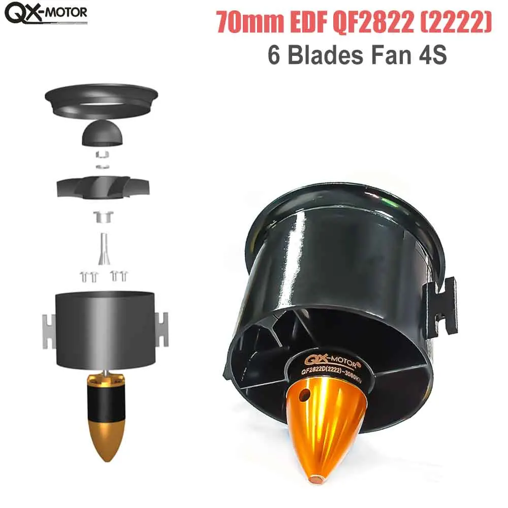 70mm Duct Fan EDF with 2822 3000KV 4S Motor and Hobby wing Skywalker 50A ESC For RC Helicopter Multiaxis Fixed-wing Airplane Pa