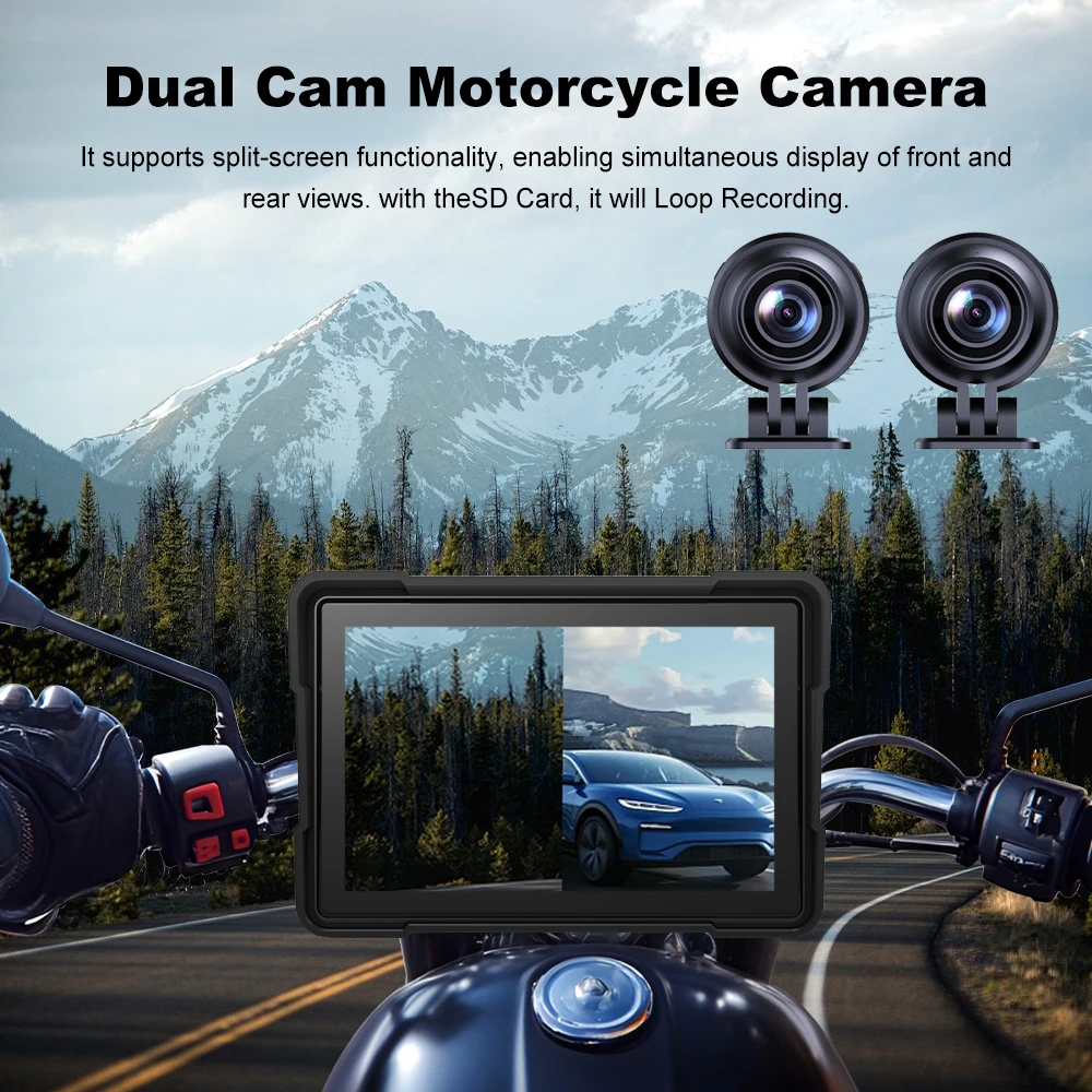 BEPOCAM 5 ''دراجة نارية DVR الملاحة GPS اللاسلكية CarPlay أندرويد السيارات Airplay عرض شاشة تعمل باللمس المحمولة موتو مراقب IPX7 #2